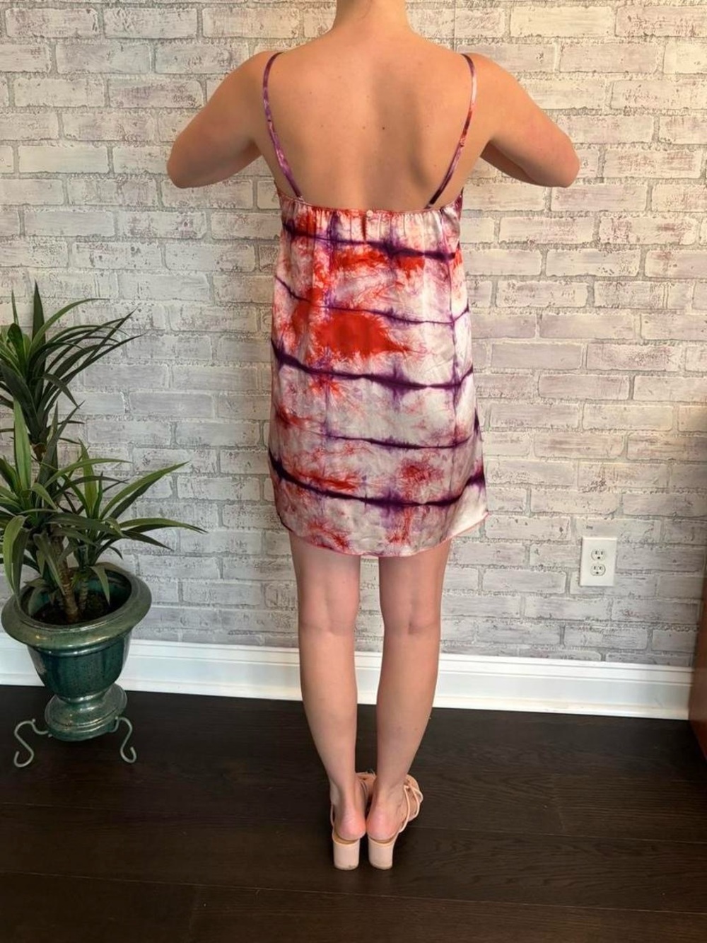 Vintage 90s Women's Pink Tie-Dye Slip Dress - Picture 5 of 6
